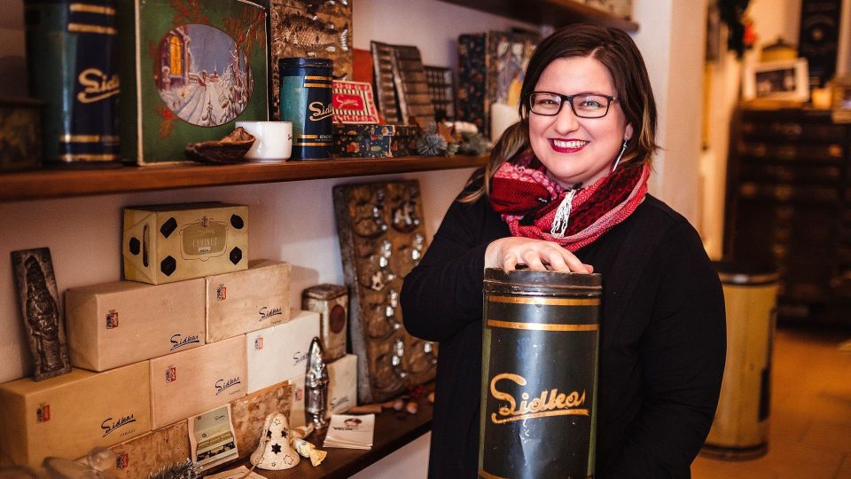 Lada Bartošová v minimuzeu čokolády v Kutné Hoře