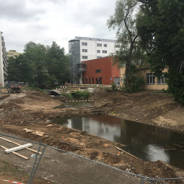 Dělníci na jihu Brna upravují koryto a okolí Svitavského náhonu | foto: Tomáš Kremr,  Český rozhlas