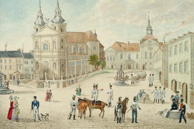 Historická podoba brněnského Dominikánského náměstí,  které až do 19. století zdobila kašna. | foto:  Urban centrum