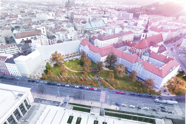 Návrh možné budoucí podoby parku podél Rooseveltovy ulice v Brně. | foto: ÚMČ Brno-střed - tým arch. J. Vokřála