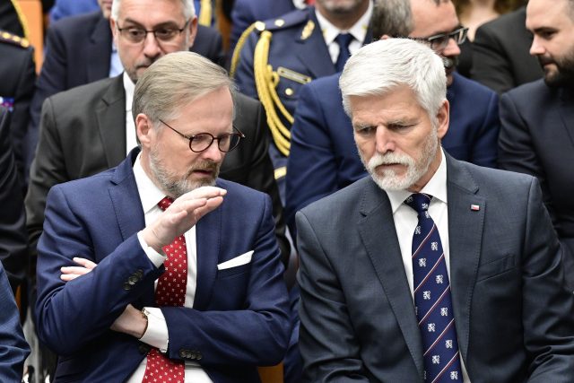 Premiér Petr Fiala a nově zvolený prezident Petr Pavel | foto: ČTK/Vondrouš Roman