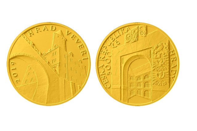Zlatá pamětní mince Hrad Veveří je součástí tematicky zaměřeného cyklu Hrady České republiky | foto: www.mince-numismatika.cz