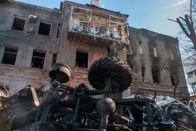 Zničené ukrajinské město Cherson | foto: Marienko Andrii,  Fotobanka Unian